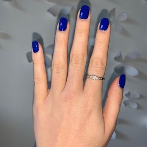 10K White Gold Ring with Small Diamonds